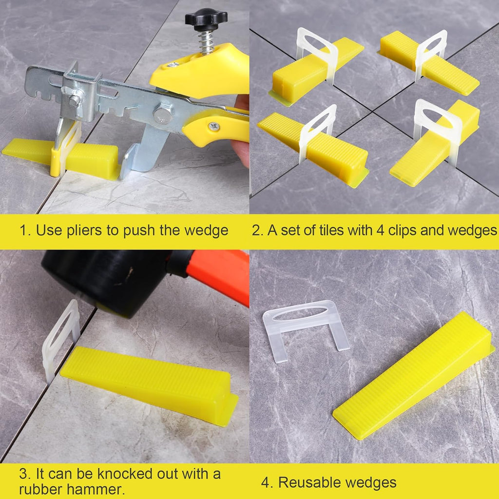 200PCS Tile Leveling System Tile Wedges for 1/8", 1/16", 1/32" Spacers