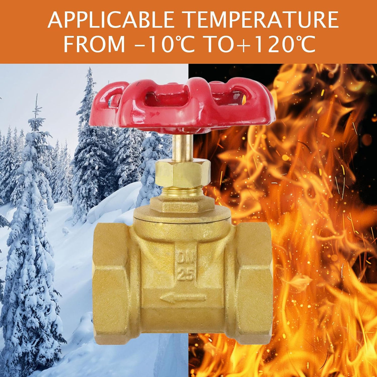 1Pcs Brass industrial Gate Valve DN25 1" Female with Wheel Handle