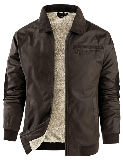 Men's Duck Detroit Jacket Sherpa Lined Waxed Cotton Winter Jackets Water Resistant Canvas Coat(Brown-M)