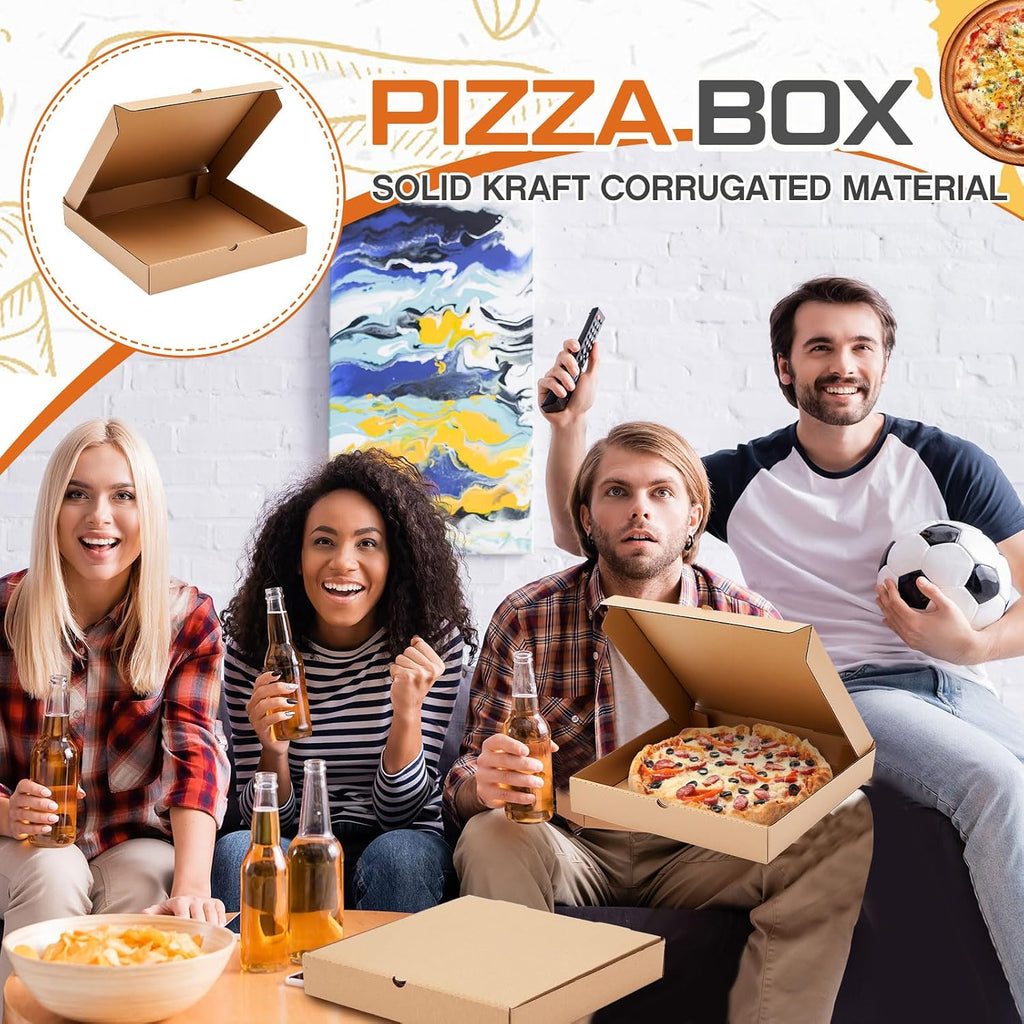 10 Pcs Corrugated Pizza Boxes 12 x 12 Inches, Brown