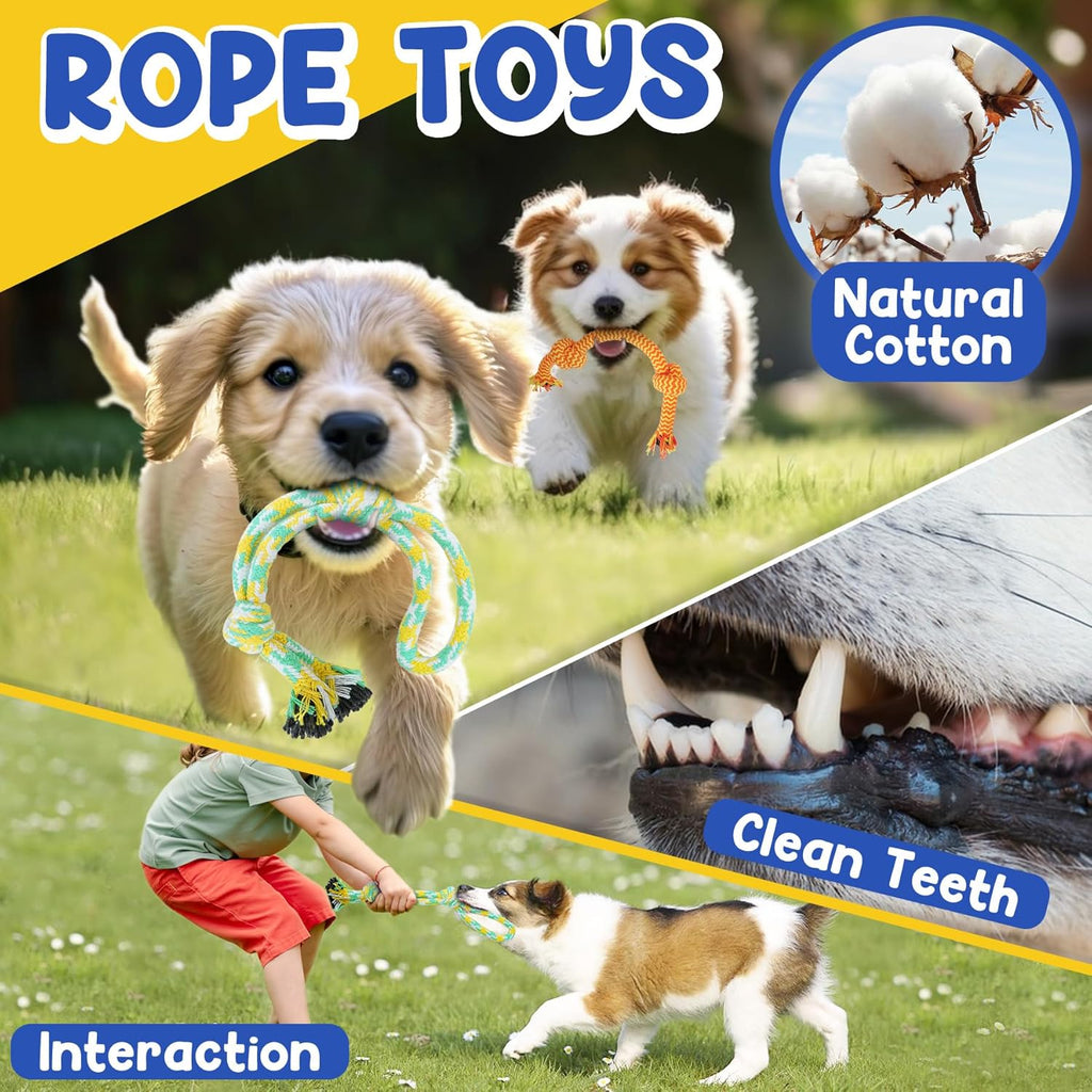 Puppy Toys for Teething, 9 Pack Interactive Dog Toys for Small Dogs, Puppy Chew Toys for Boredom with Rope Toys