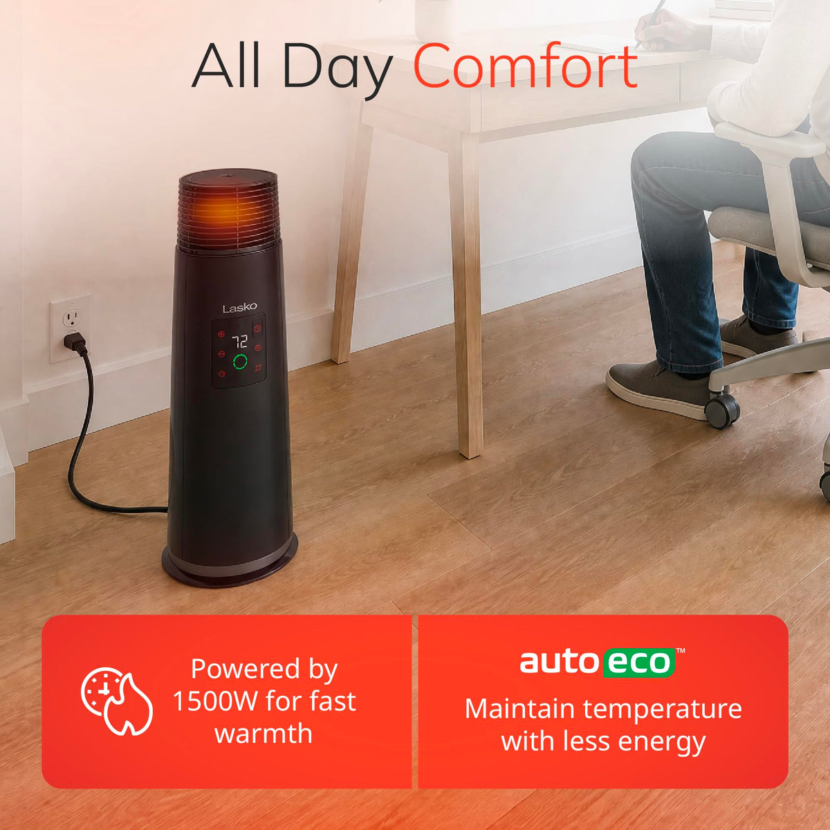 24” Full-Circle Warmth Ceramic Heater with Remote - Black - CT24362