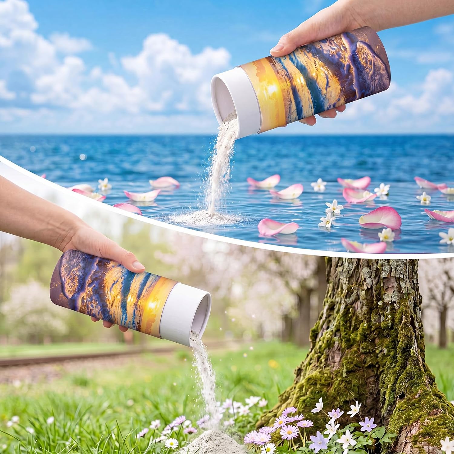 4 Pcs Biodegradable Scattering Tubes for Human Ashes, Sunset Beach