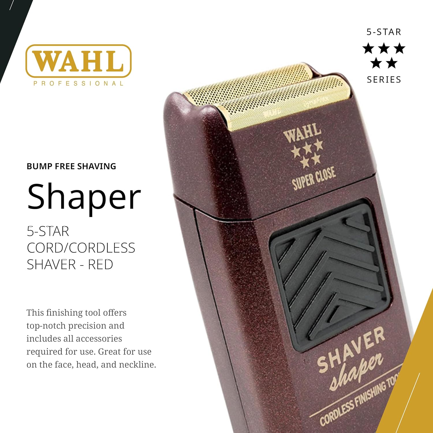 5 Star Shaver/Shaper Cord/Cordless Foil Shaver | Gold TiN Coated Foils for Bump-Free Ultra-Close Shaves on Face, Head
