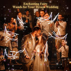 100 Wedding Send Off Light Up Wands with 4-Color LED Ribbons,Flashing Magic Wands with Bells & Streamers,Safe