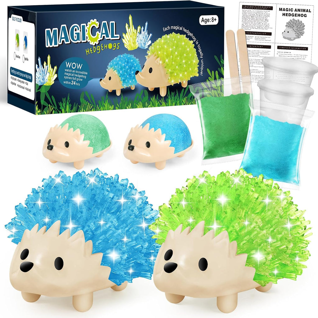 Crystal Growing Kit for Kids - 2 Colors Hedgehog to Grow Fast in (24H),Science Experiments Learning & Educational