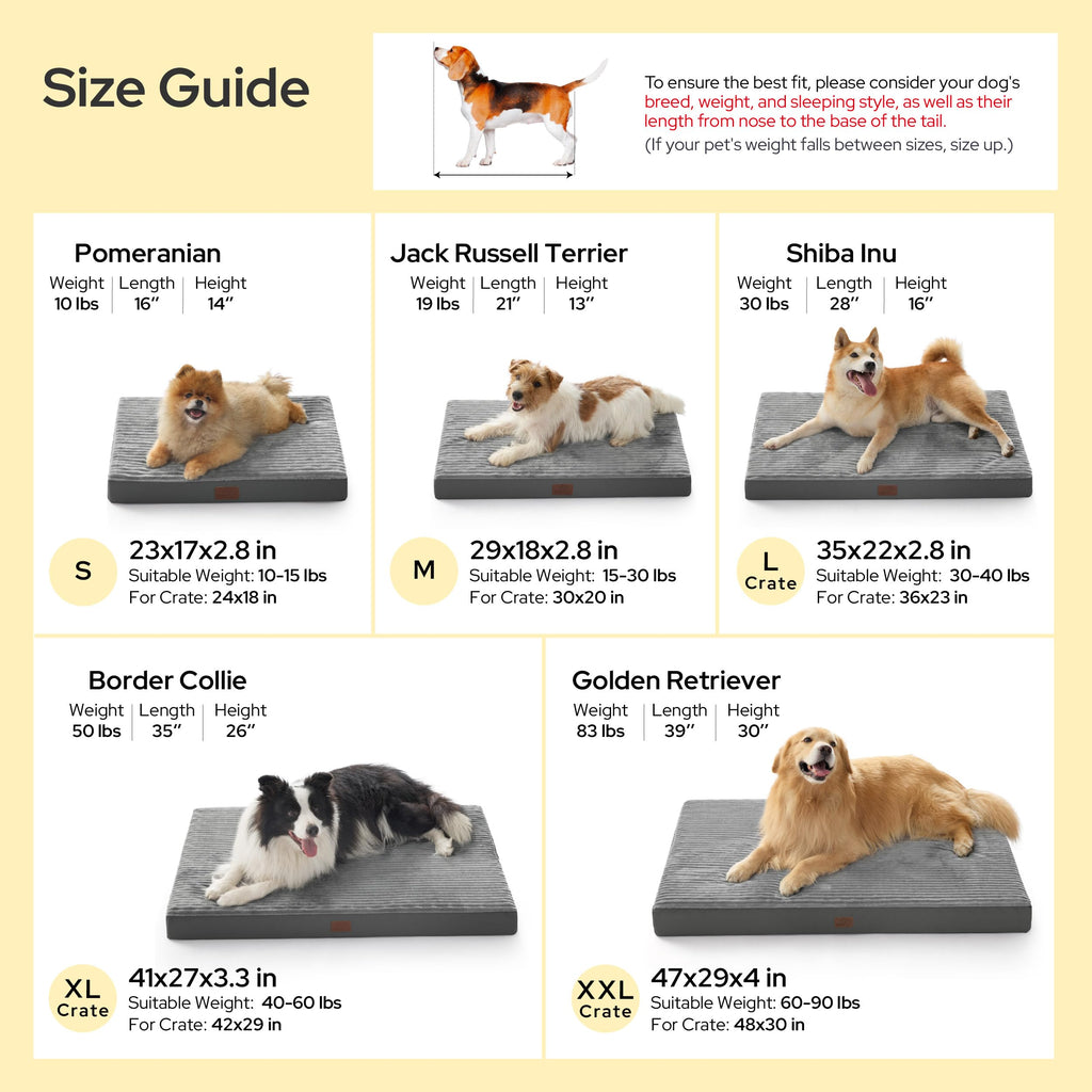 ComfyFleece Large Dog Bed for Crate with Washable Cover, 35x22