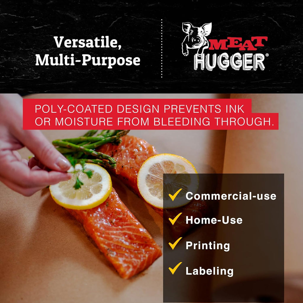 Natural Freezer Paper Dispenser Roll - Poly Coated Moisture Resistant Freezer Paper for Meat Wrapping - Freezer Burn