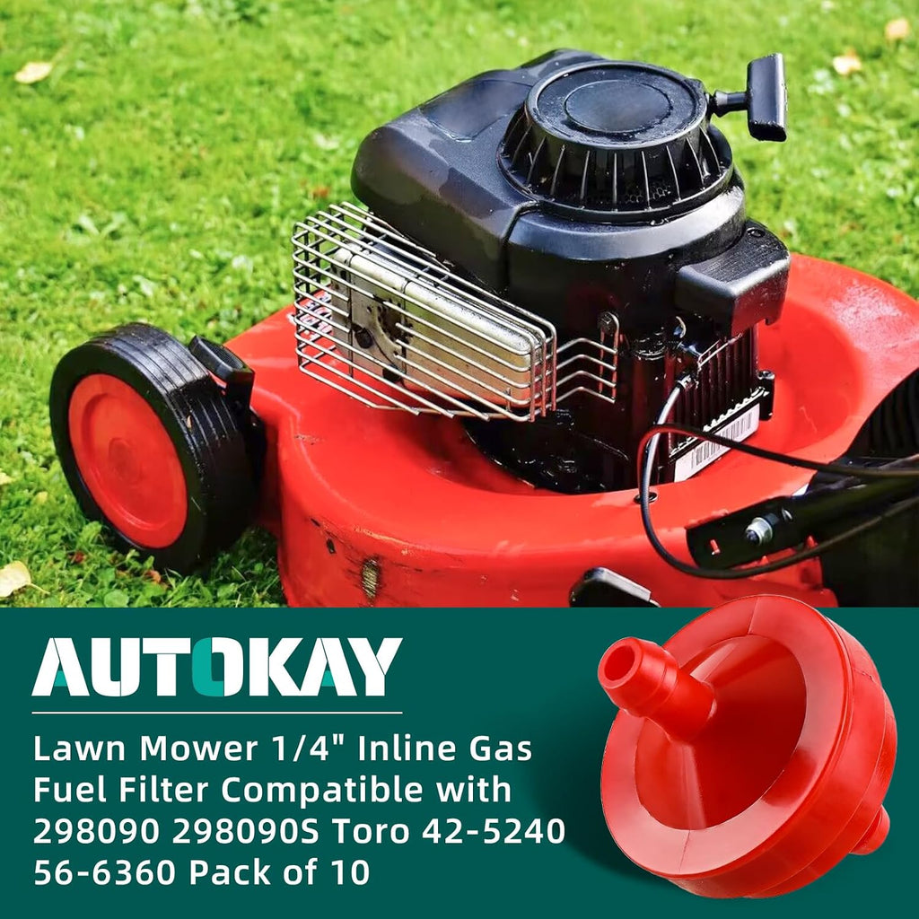 AUTOKAY Lawn Mower 1/4" Inline Gas Fuel Filter Compatible with 298090
