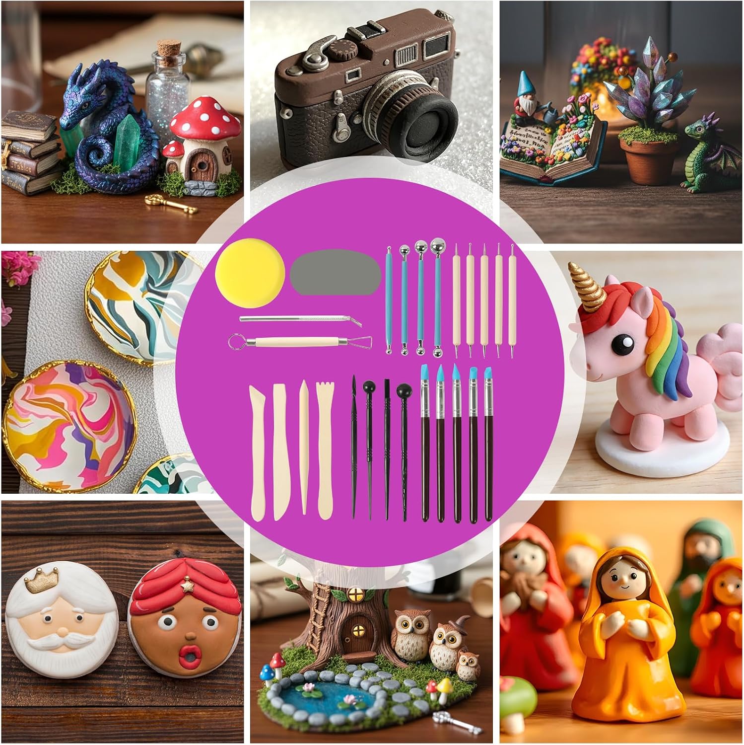 Oven Bake Polymer Clay 5.5lb with Tools Kit, White Sculpting Material for Modeling & Crafts, Soft Until Baked