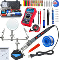 Soldering Iron Kit, 80W Electric Solder iron, Adjustable Temperature (180°C- 500°C）, With Multimeter, Magnifier