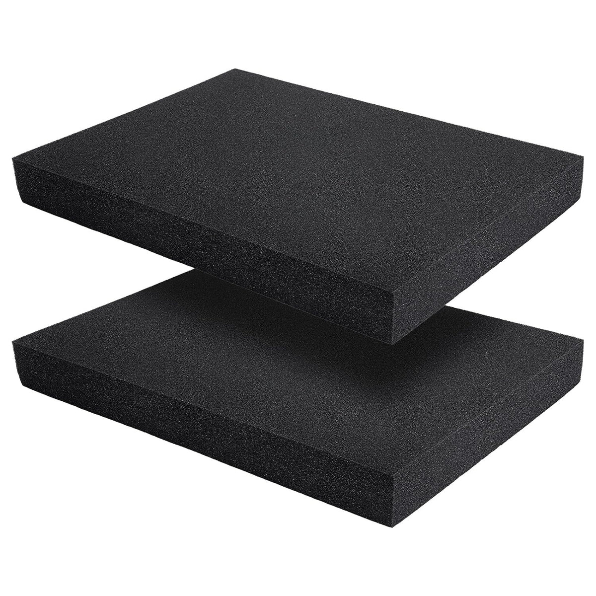 Polyurethane Foam Inserts 2 Pack 16x12x2 Inch, Black Cuttable Packing Pads