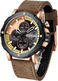 Mens Watches Luxury Chronograph Classic Waterproof Watch Large Face Analog Luminous Fashion Leather Analog Quartz