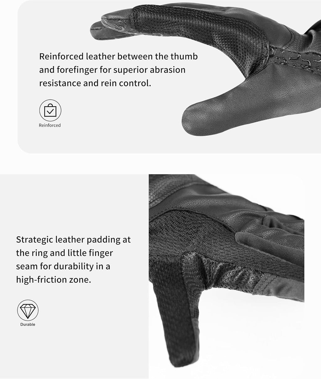Riding Gloves Equestrian Women All-Season PU Leather Horse Riding Gloves Horseback Non-Slip Silicone Palm