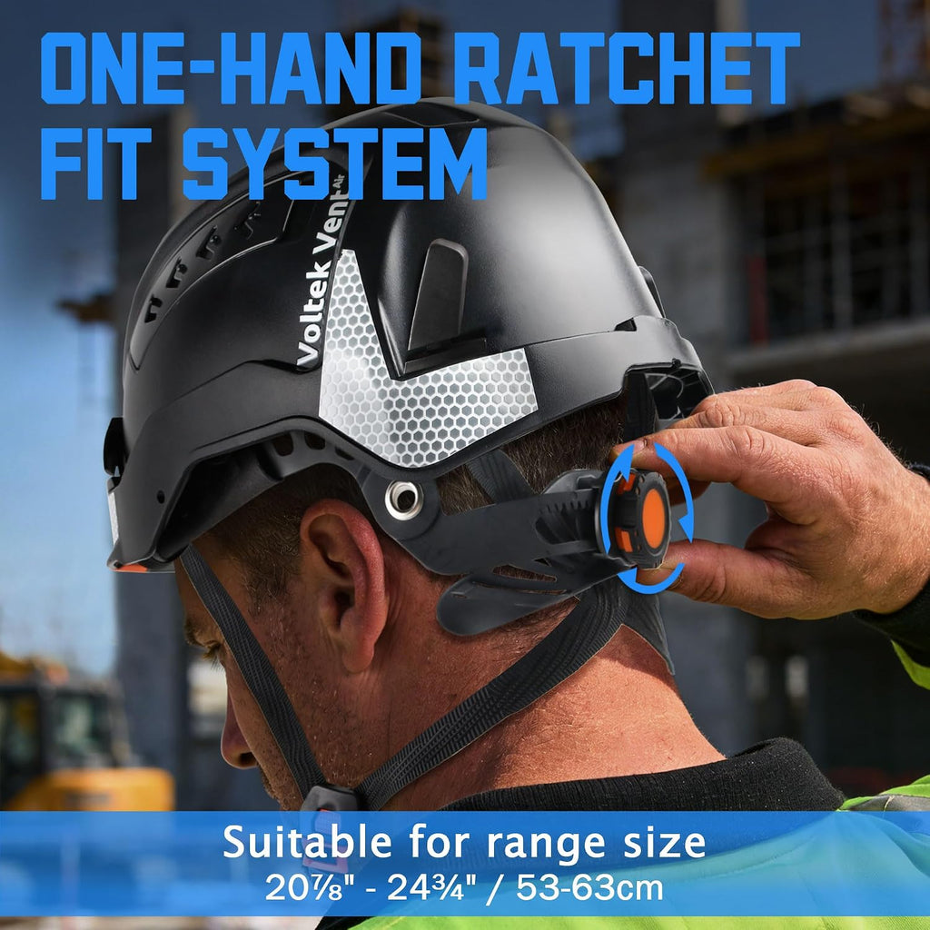 Type II Class C Hard Hat | Adjustable Face Visor & Detachable Ear Muffs | ANSI Z89.1 Certified, 6-Point Ratchet Fit