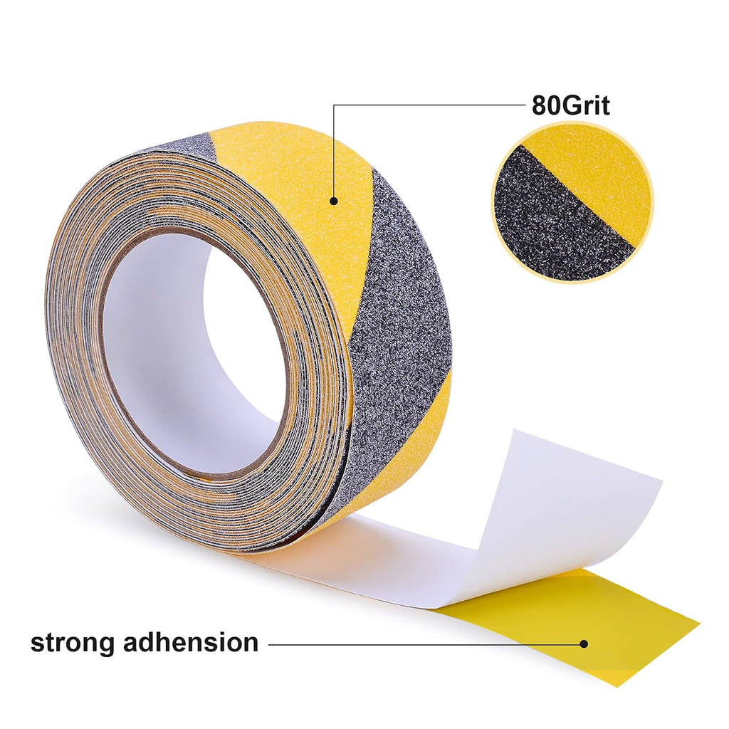 Anti Slip Tape, Waterproof Self Adhesive Yellow/Black 2"x33Ft Grip Tape | High Visibility Safety Warning Tape, High
