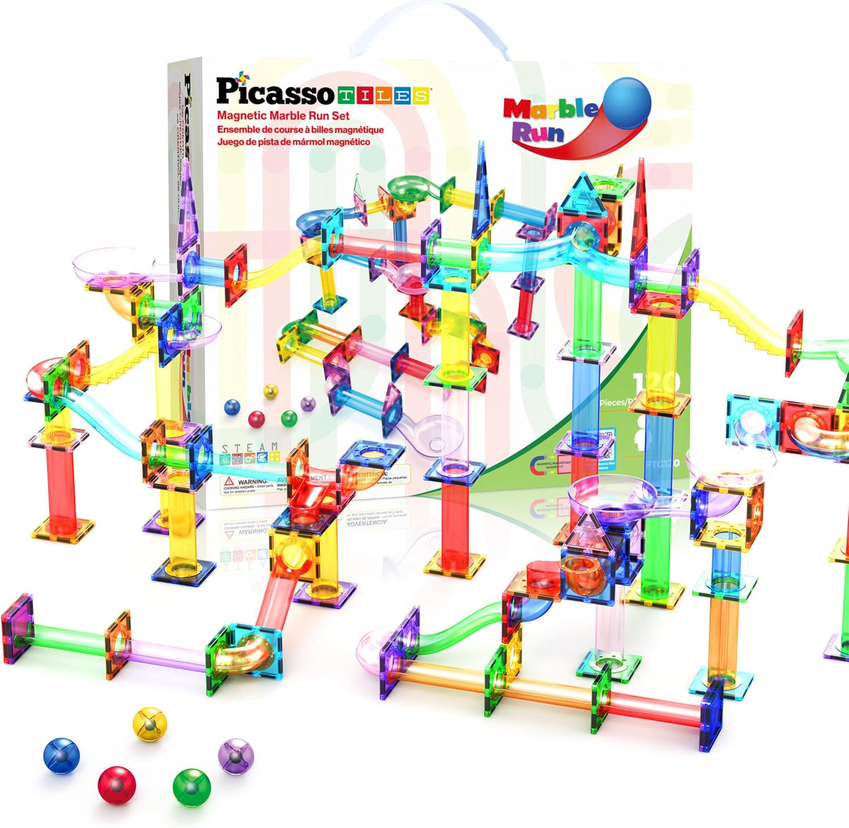 120 PCS Magnetic Tile Marble Run STEM Construction Set Ages 3+