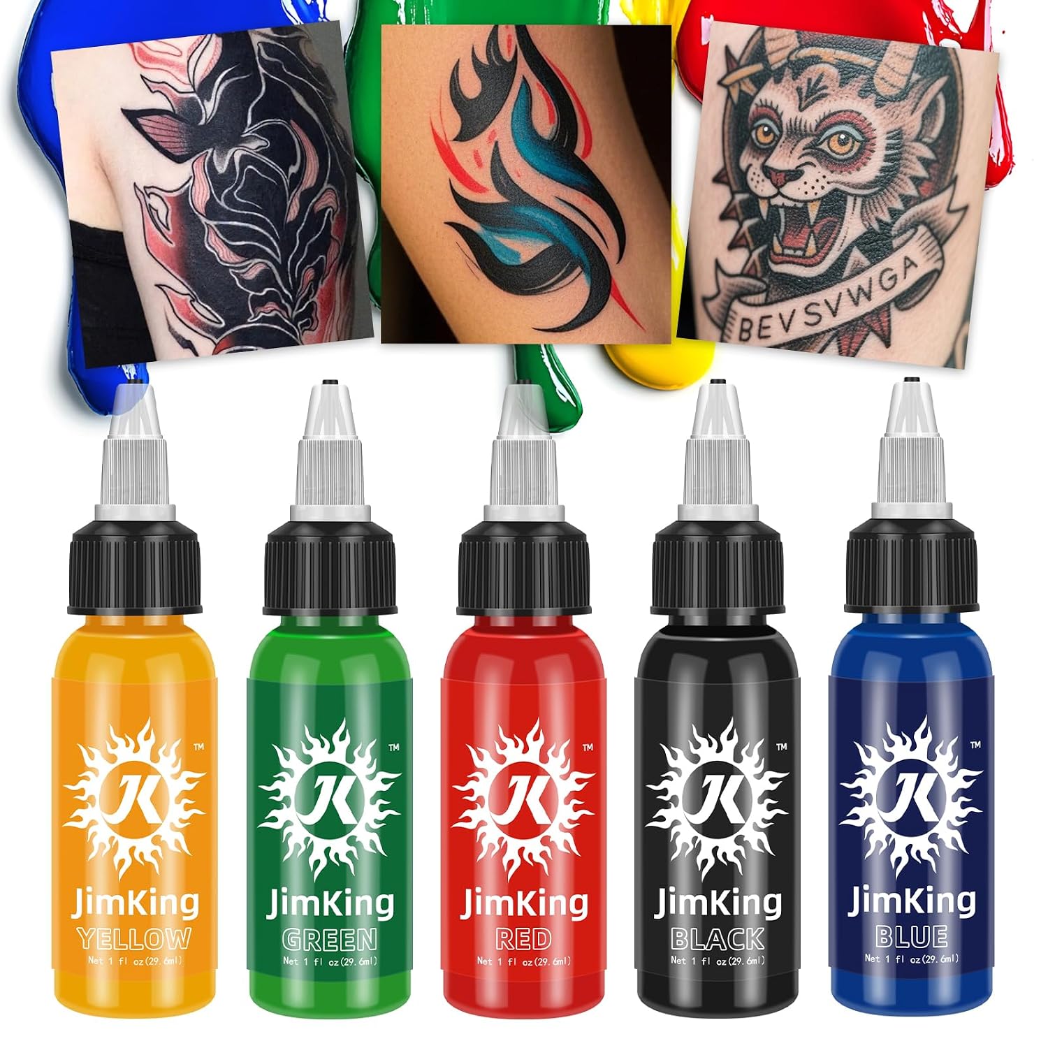 30ml Tattoo Ink, Tattoo Color Supply, 5 Colors Natural Plant Pigment for Permanent Makeup Tattoos, Long Lasting Vivid