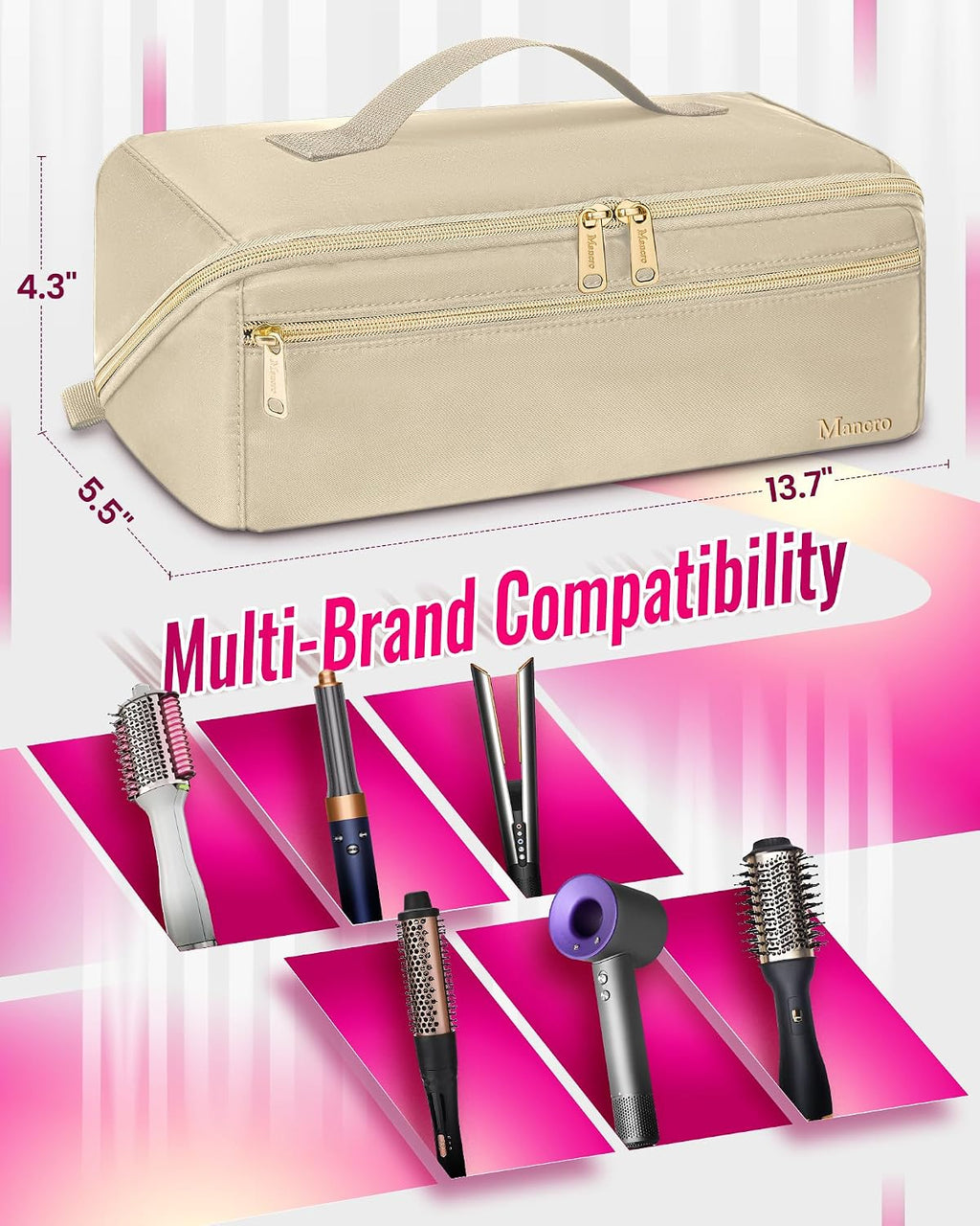 Hot Hair Tools Travel Bag with Separate Heat Resistant Mat, Large Capacity Wide-open Pouch, Hair Accessories