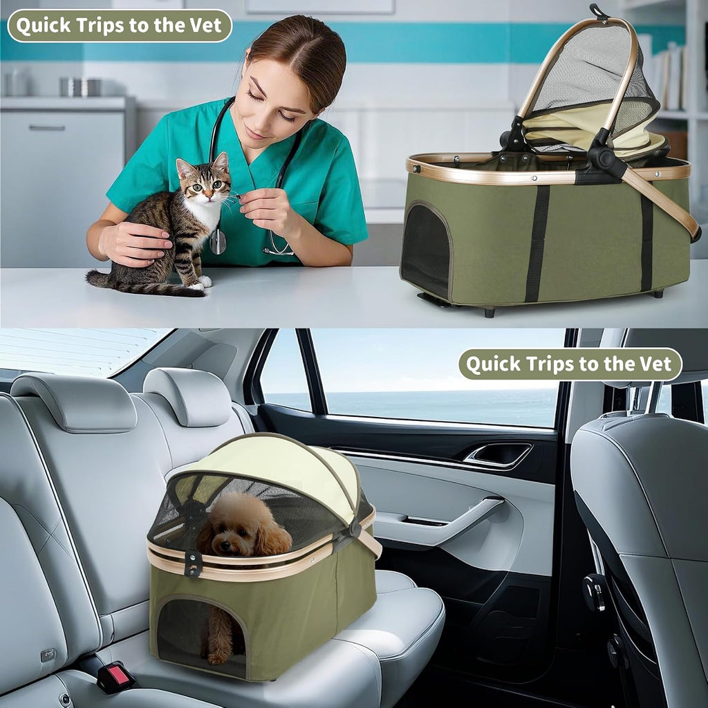 Double Pet Stroller, 4 Lockable Wheels for Small‑Medium Dogs & Cats