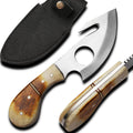 Full Tang Hunting Knife with Bone Handle | Fixed Blade Knife with Gut Hook | Skinning Knife for Camping, Outdoor