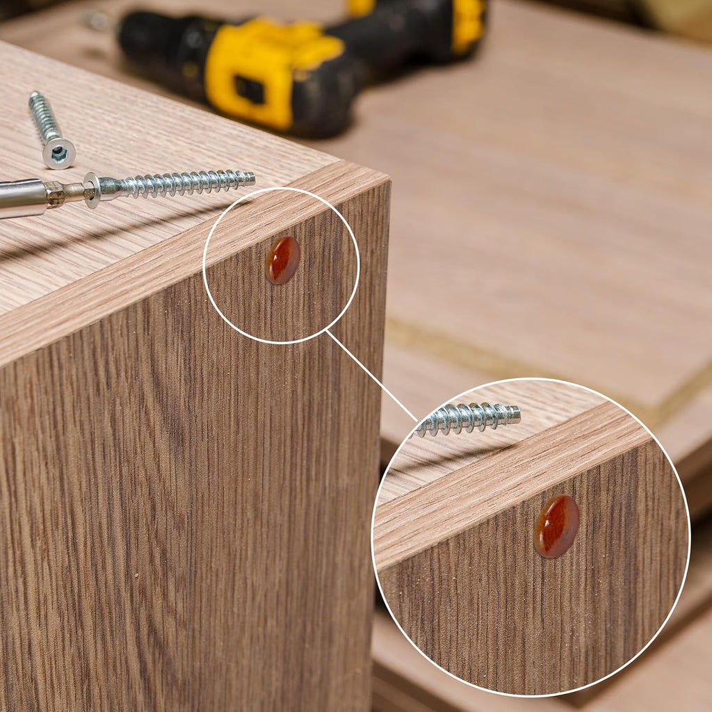 120 Pieces 4 Sizes Wood Plugs Wooden Button Hardwood Hole Plugs for Holes in Locking Tube Furniture, 3/16'', 5/16''