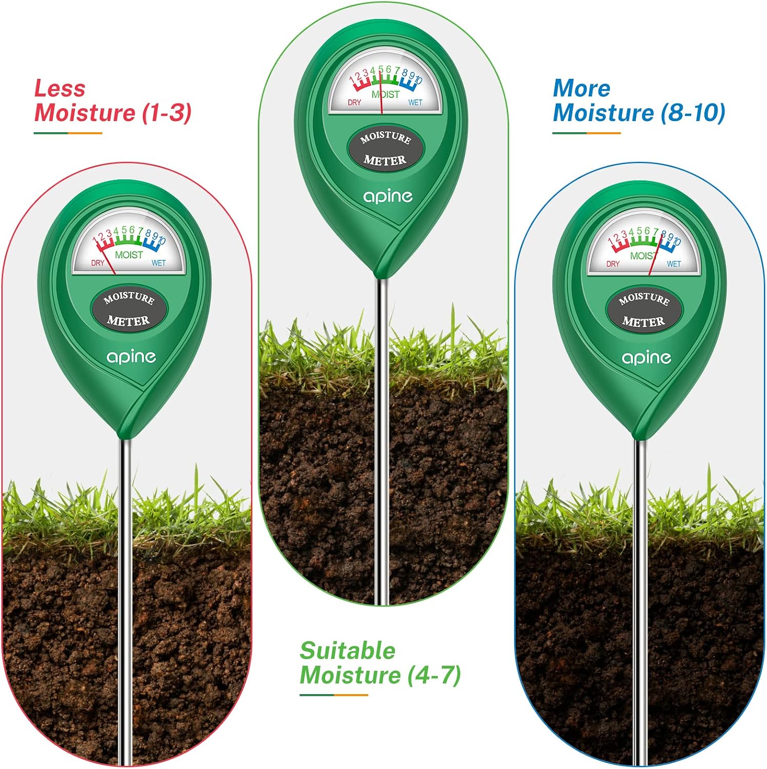 Soil Moisture Meter,Plants Moisture Meter,Plant Water Meter for Indoor/Outdoor Plants,Hydrometer for Plants（Green）