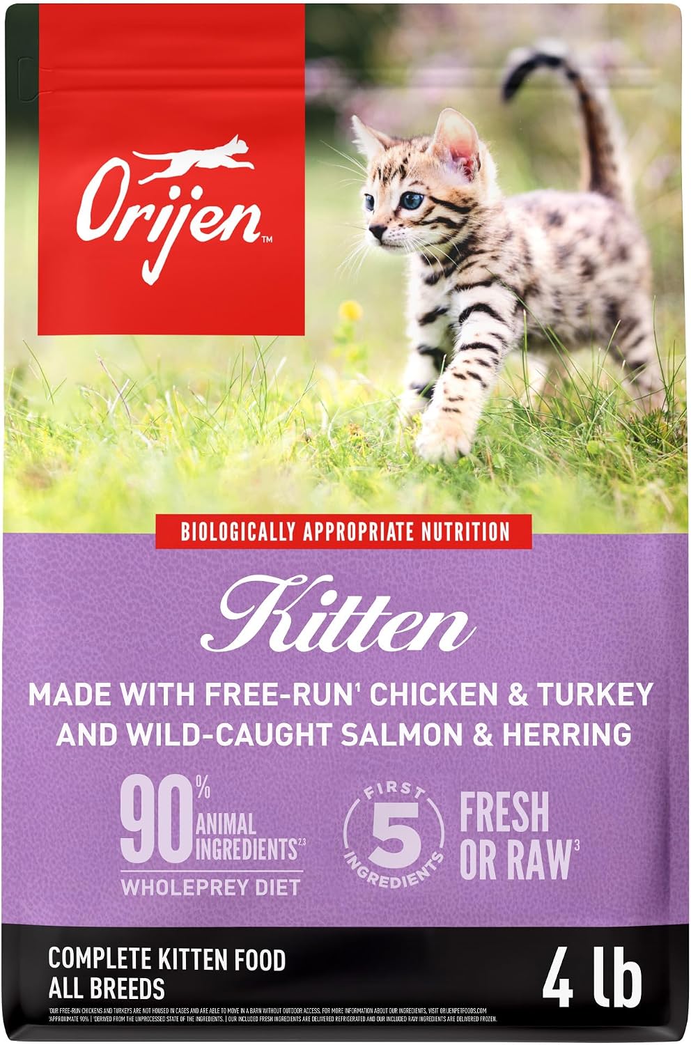 Grain Free WHOLEPREY Dry Cat Food Kitten Recipe 4lb Bag