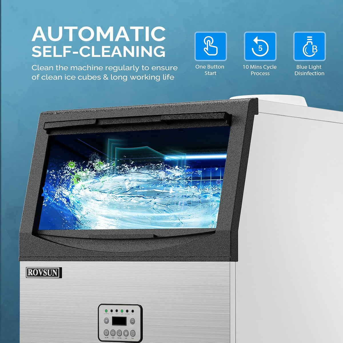 110LBS/24H Commercial Ice Maker Machine with 50lbs Storage