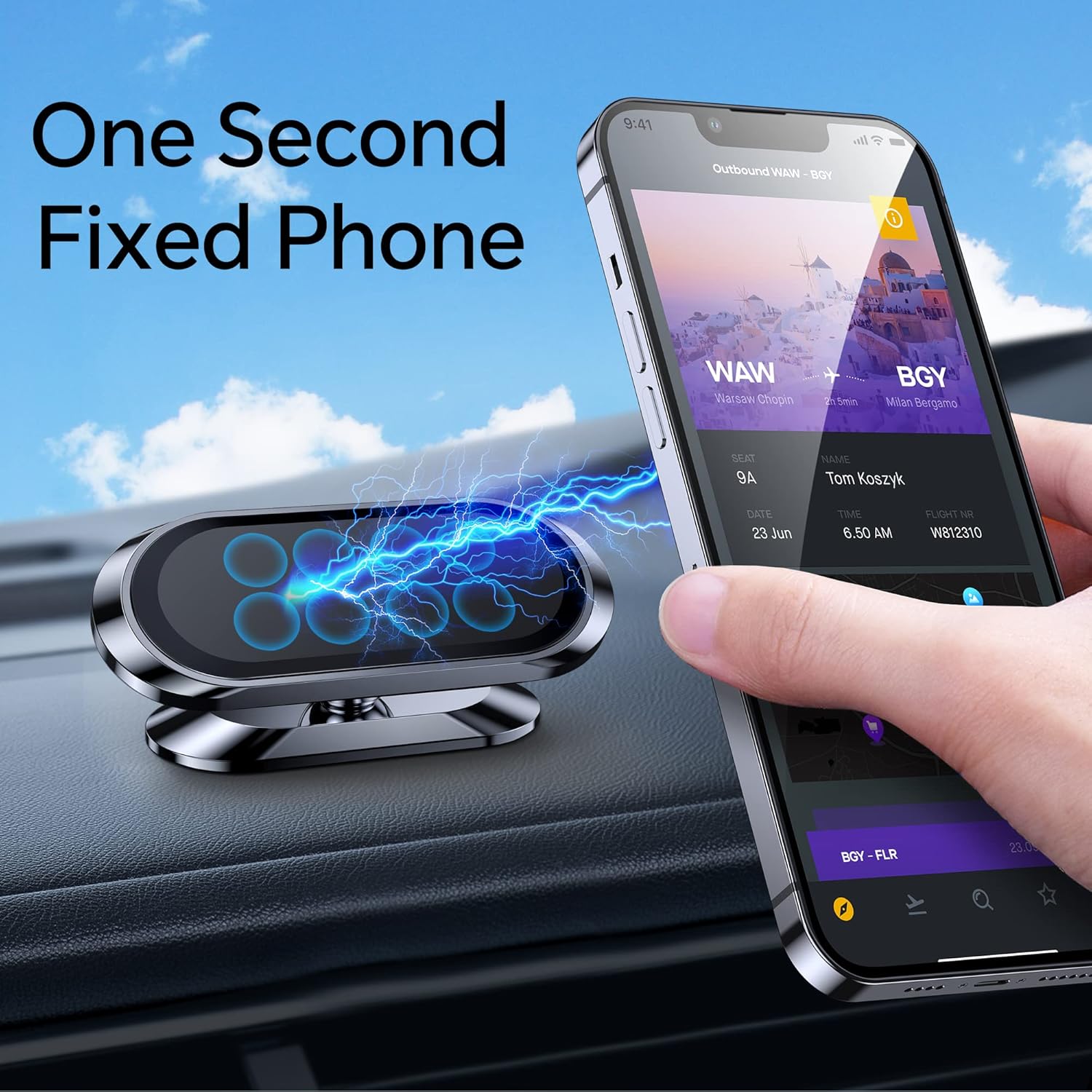 【2-Pack】 Magnetic Phone Holder for Car Dash【Strong Magnet】 Magnetic Car Phone Holder Mount 【4 Plate】 Phone Holders