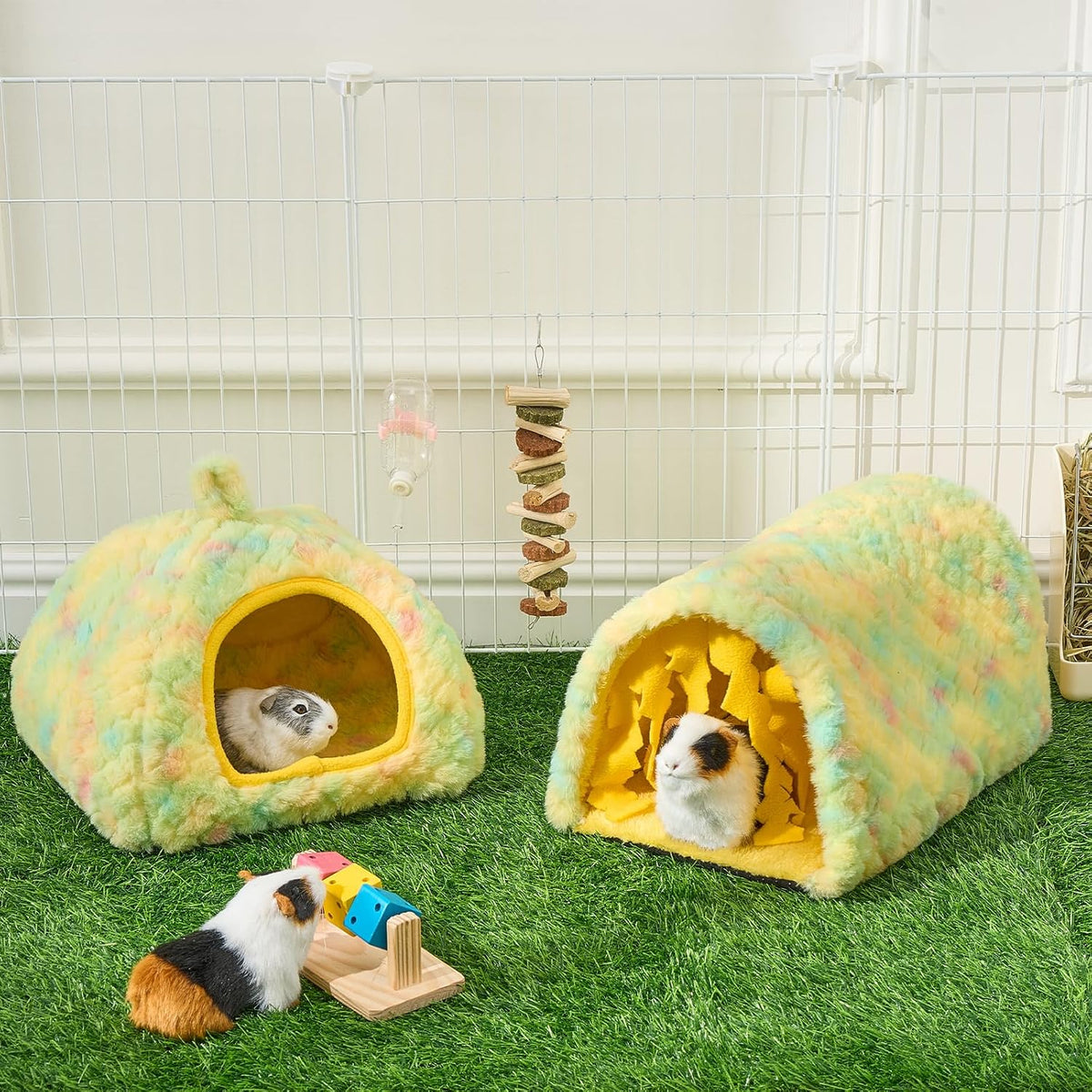 2-Pack Guinea Pig Tunnel & Hideout Bed Set