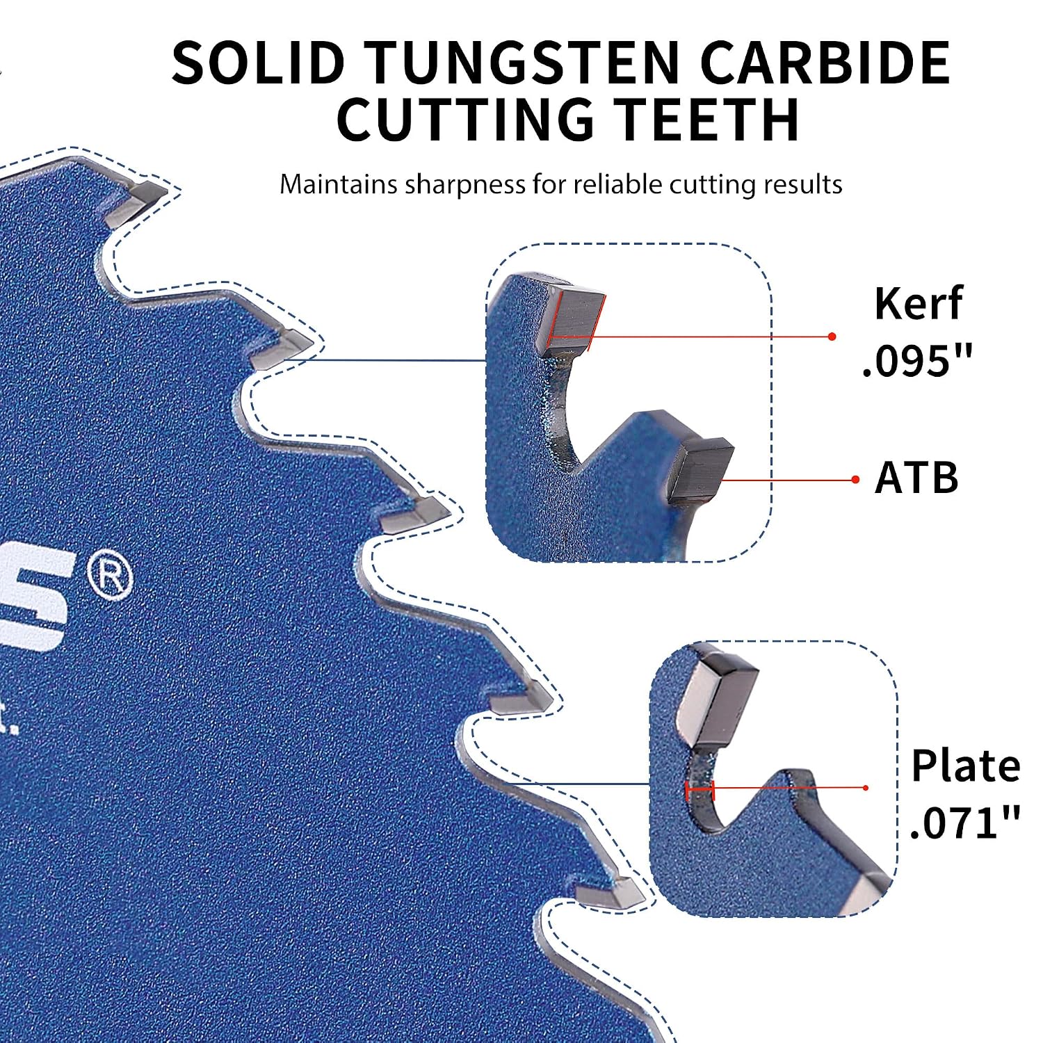 10" 60T Thin Kerf Circular Saw Blade Woodworking Fine Finish, Trim | Tungsten Carbide ATB Cutting Teeth, Finish, Trim