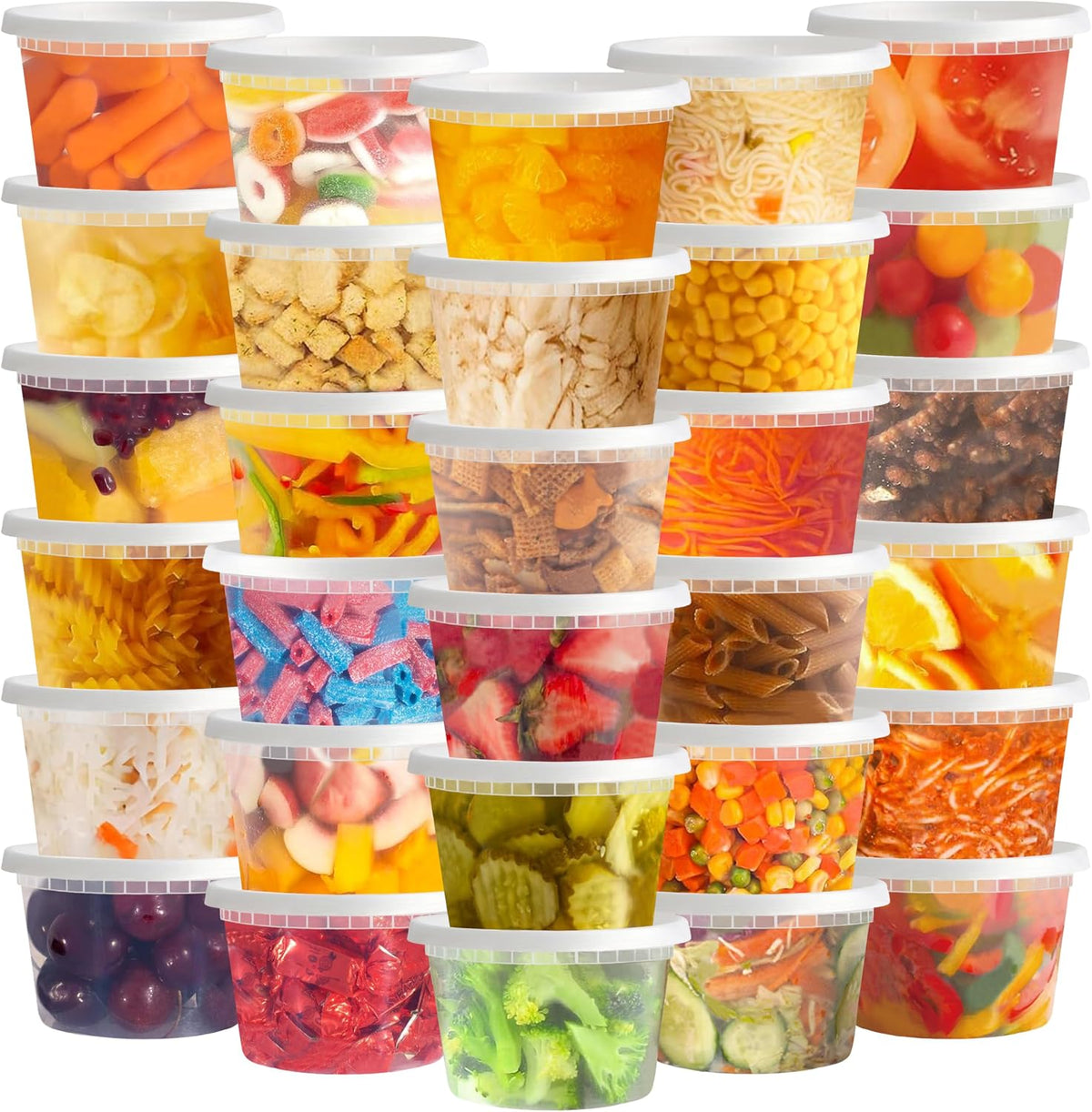 50 Sets 16 Oz Plastic Deli Containers with Lids - Food Storage Containers with Lids - Clear Airtight Meal Prep