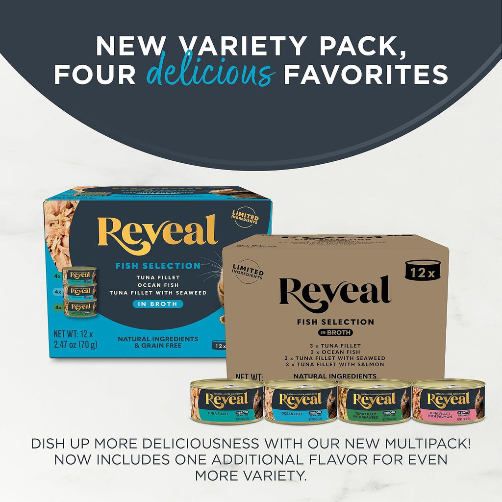 Fish Variety in Broth Wet Cat Food 12-Pack 2.47 oz Cans