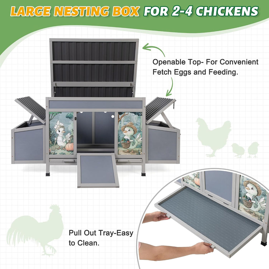 Chicken Coop with Nesting Boxes & Perches 59'' Large Poultry Hutch