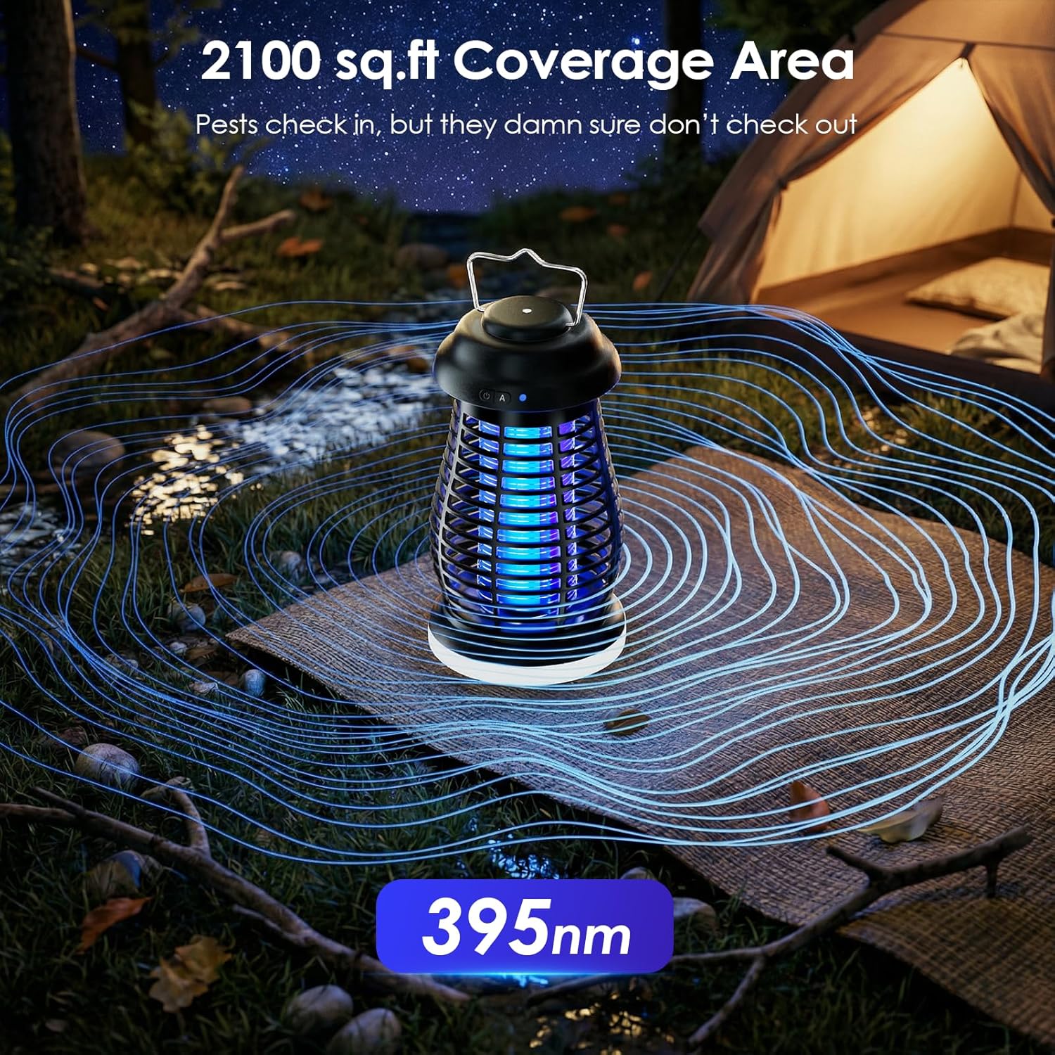 Bug Zapper Outdoor & Indoor,Cordless Portable Mosquito Zapper with Rechargeable 4800mAh Battery & Auto