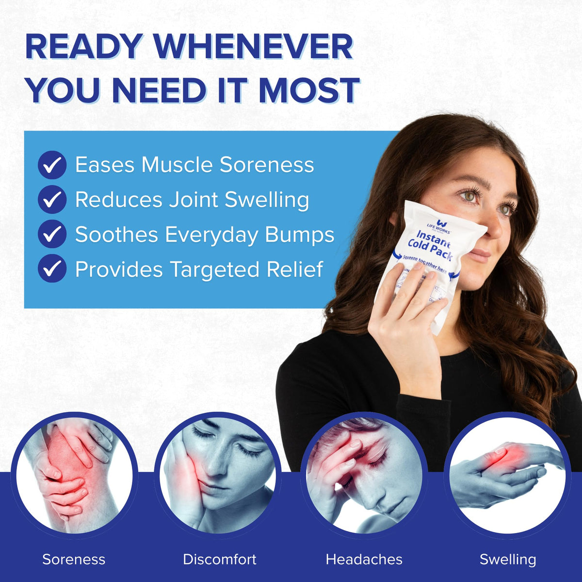 Instant Cold Pack, 8 Pack, Disposable Ice Packs for Injuries