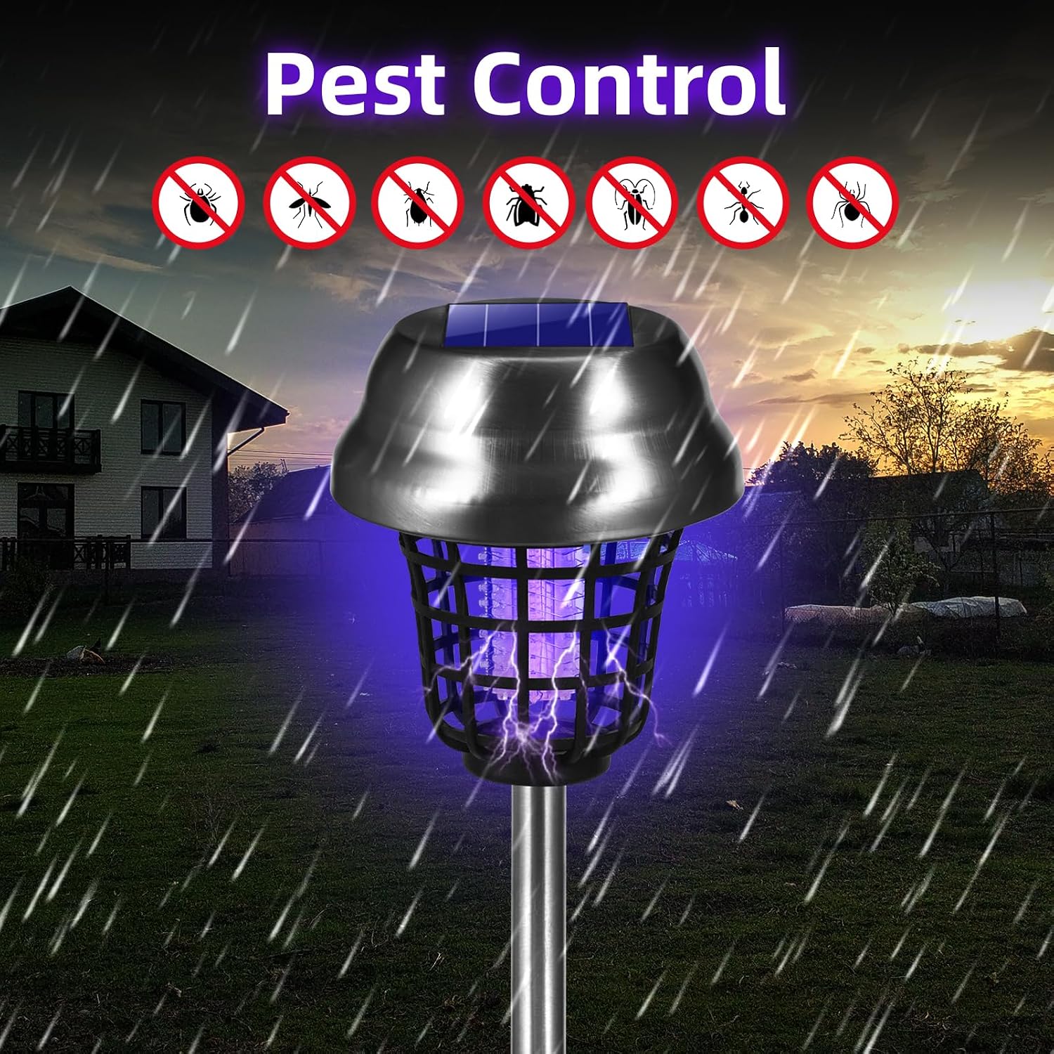 2026 Solar Bug Zapper Outdoor Waterproof Mosquito Repellent Outdoor Patio Mosquito Trap & Killer for Backyard