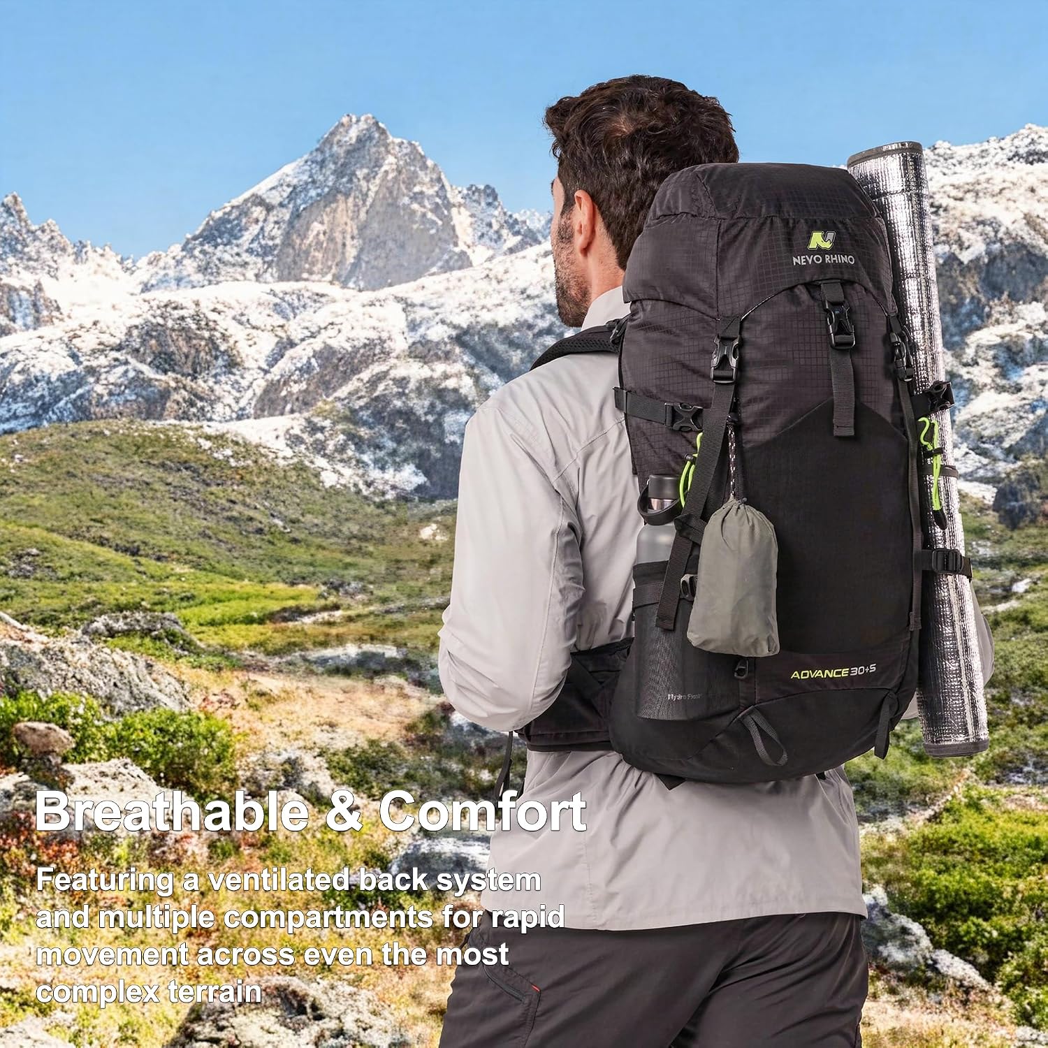 35L Internal Frame Backpack,Women Men’s Backpacking Backpack with Rain Cover,30+5 Liter Lightweight Hiking