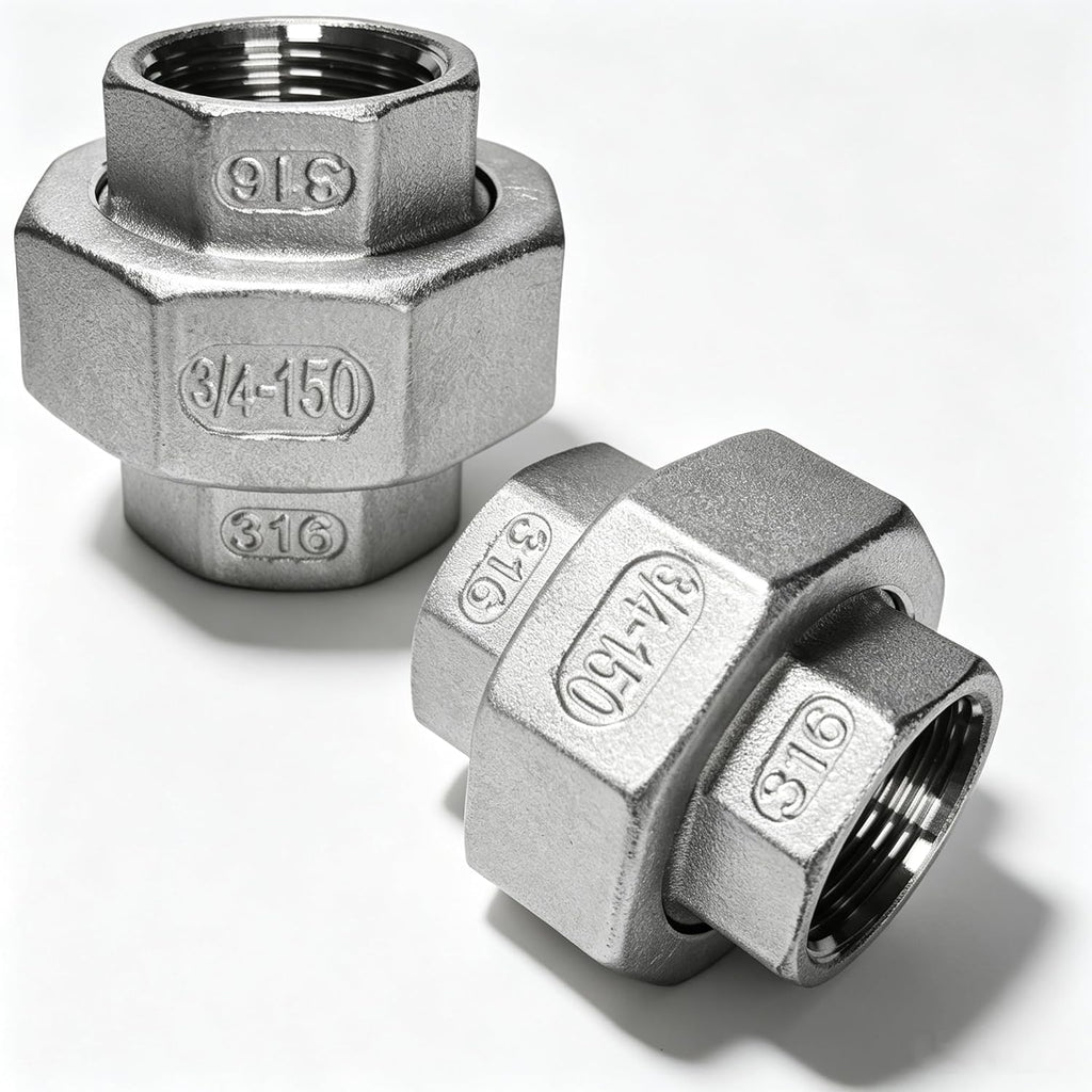 316 Stainless Steel Union Fitting, 3/4 Inch NPT Female, 2-Pack