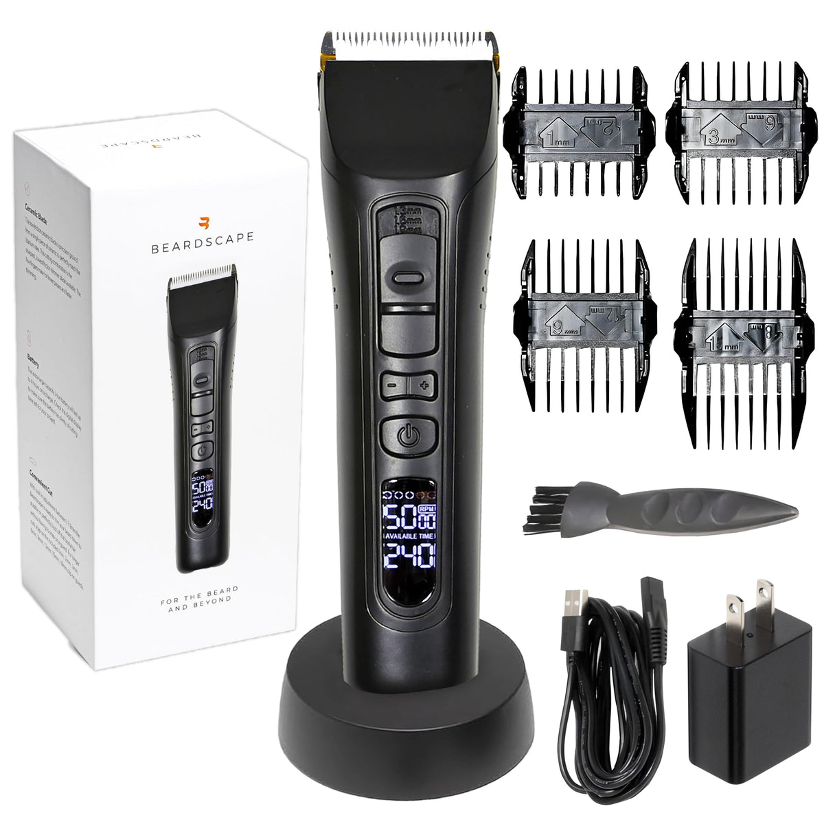 Beardscape V1 Cordless Beard Trimmer for Men with Ceramic Blade, Black