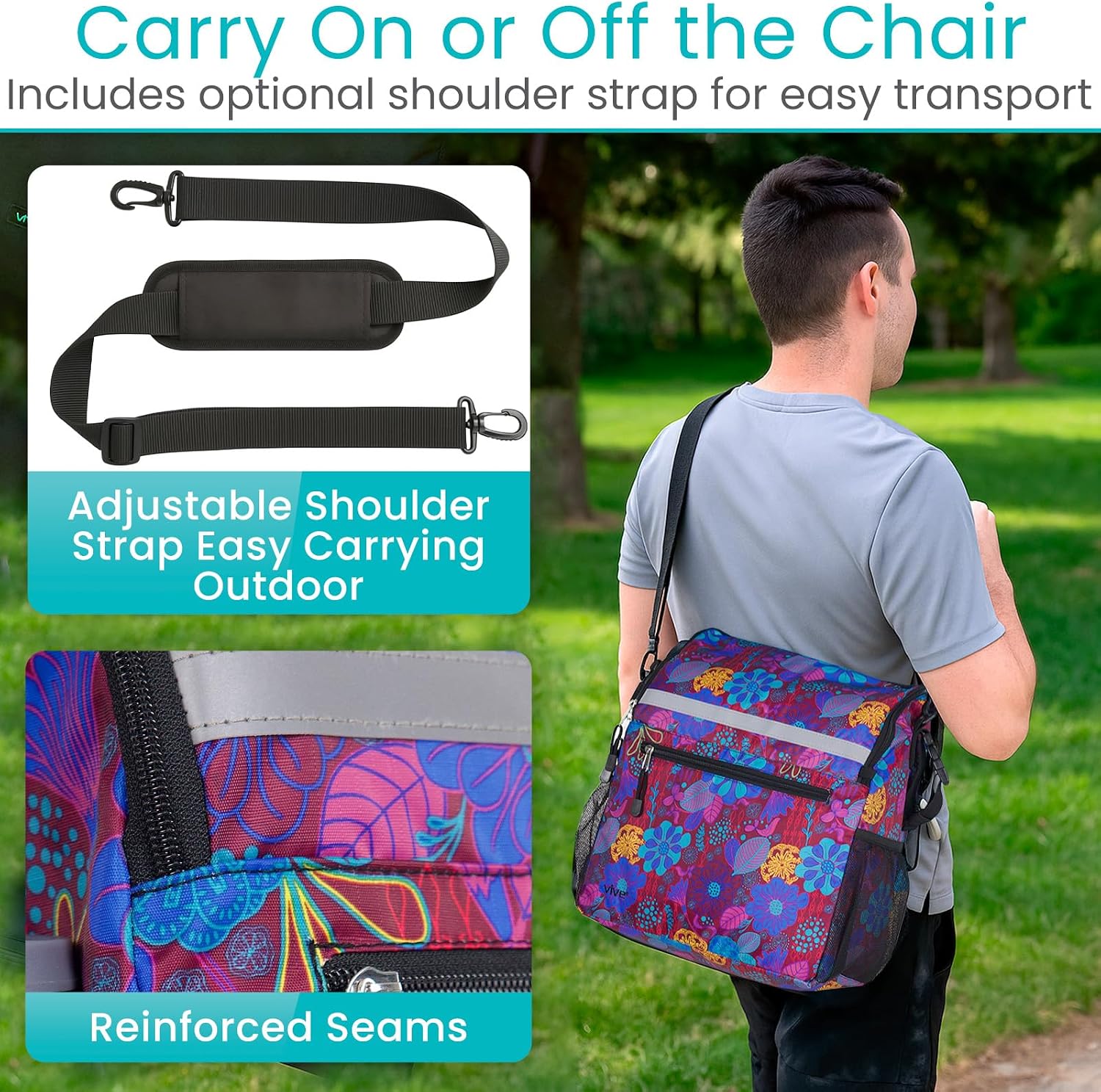 Wheelchair Bag - Premium Backpack w/Cup Holder - Wheelchair Accessories for Seniors & Adults - Adjustable