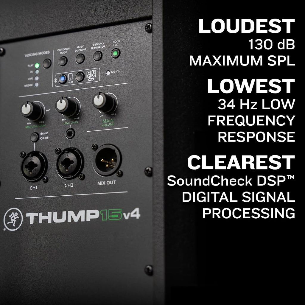Thump15v4 15" Professional Powered Loudspeaker feat. Soundcheck DSPTM and Bluetooth - High SPL Portable PA Speaker