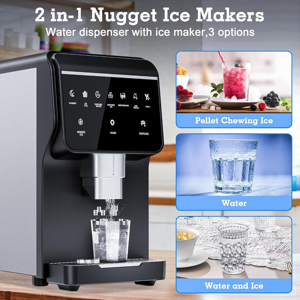 Nugget Ice Maker Countertop 80LB/24H with Water Dispenser