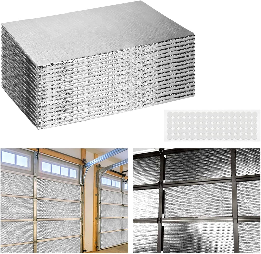 2 Car Garage Door Insulation Kit, 16 Pcs Double Bubble Panels