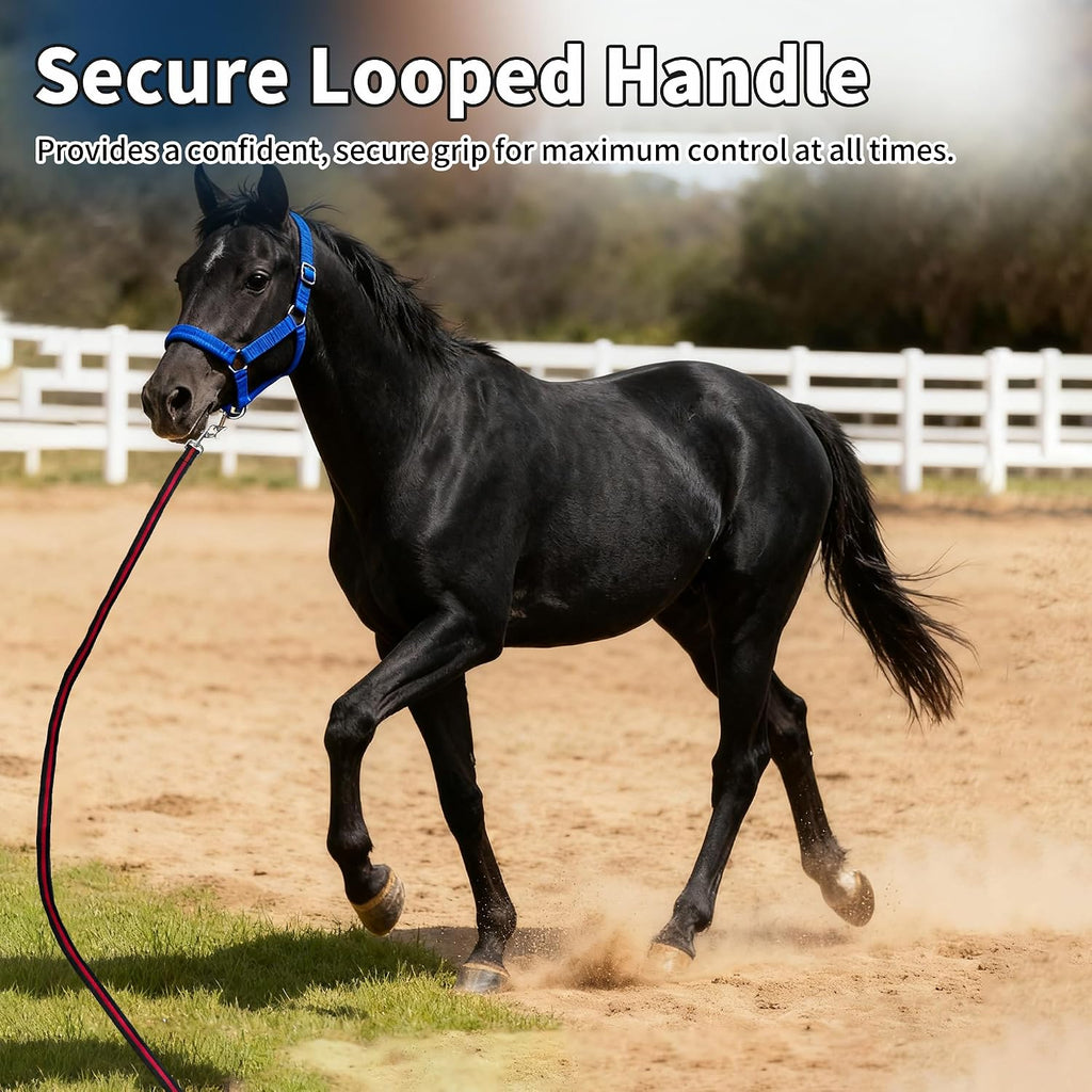 26FT Durable Horse Lunge Line with Swivel Bolt Snap - Soft Feel Equine Training Line for Lunging, Show, Competition