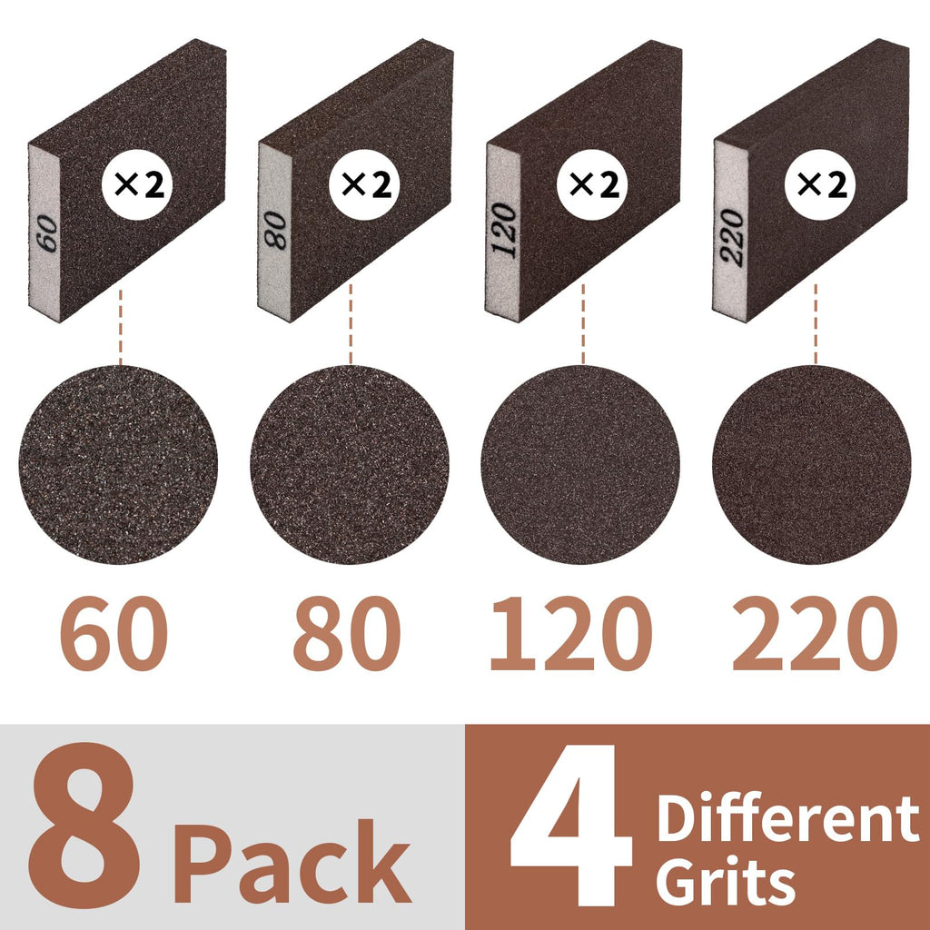 8 Pack Sanding Sponge Block, Wet Dry Sandpaper Sand Paper for Drywall Wood