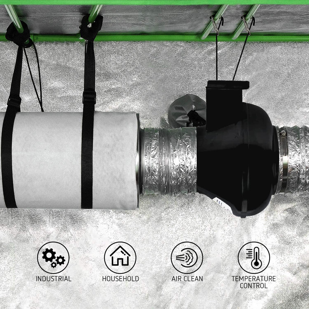 Ventilation Kit, 4 Inch Inline Fan 200 CFM Exhaust Blower, 4 Inch Carbon Fiber Filter Exhaust Fan Combo with 8 Feet