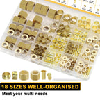Siptenk 255PCS Brass Compression Sleeves Ferrules Inserts Nuts Fittings