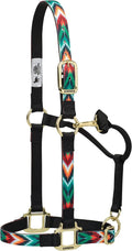 Nylon Horse Halter, Patterned Webbing, Adjustable Chin & Throat Snap Halters for Horses, Equine Tack,Average Size